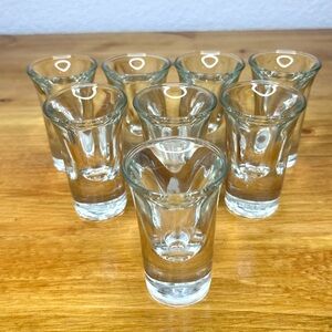 Vintage Double Shot Brunch Glasses Barware Tall Heavy Glass Bottom Set Of 8